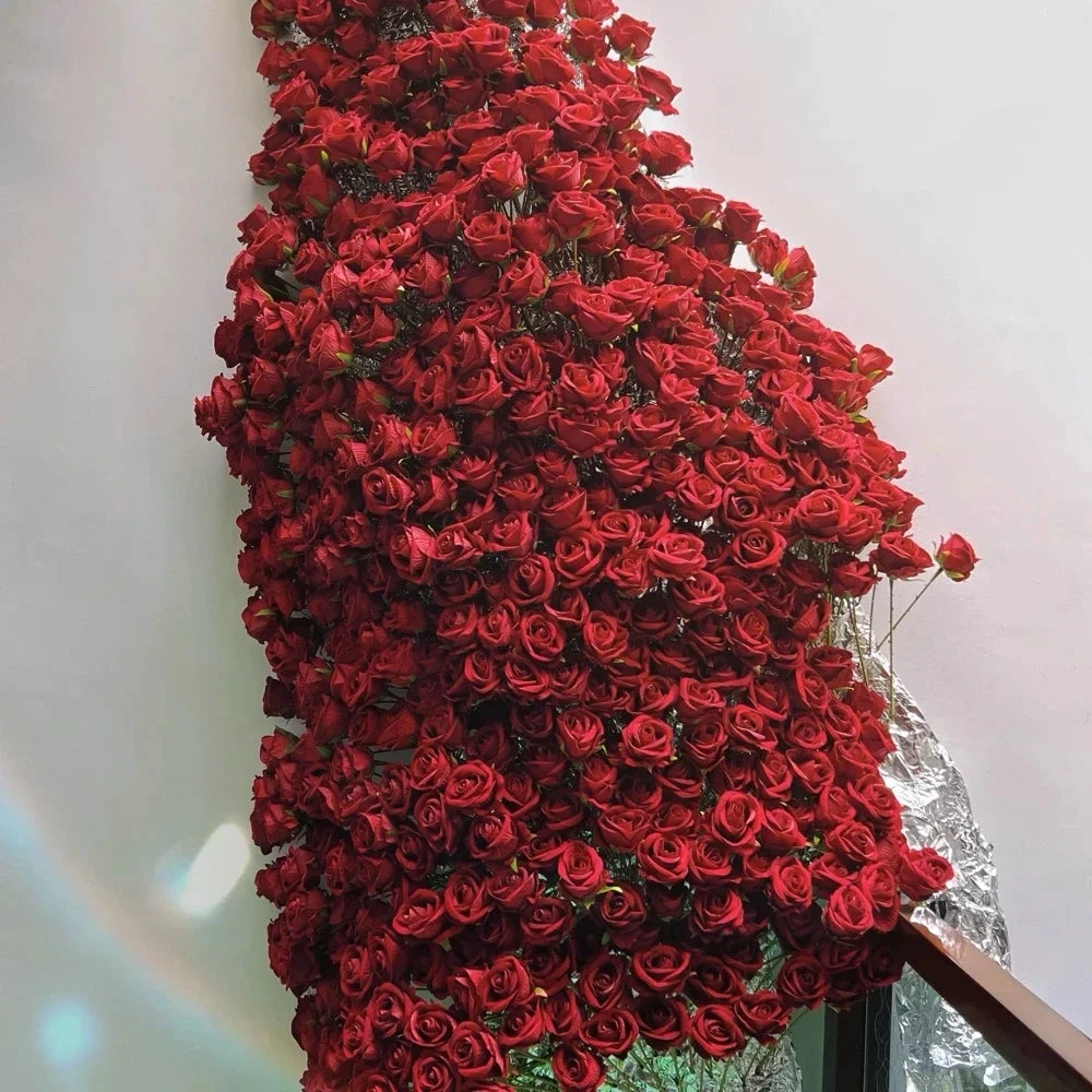 20 Pcs Artificial Velvet Silk Rose Bouquet Real Looking Fake Roses Home Wedding Centerpieces Party Decorations