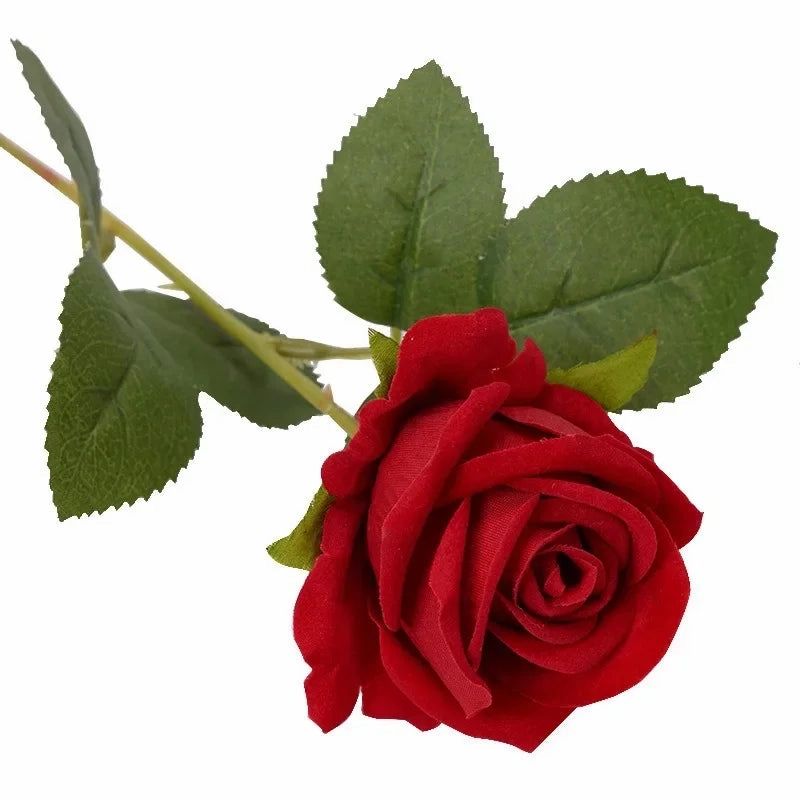 20 Pcs Artificial Velvet Silk Rose Bouquet Real Looking Fake Roses Home Wedding Centerpieces Party Decorations