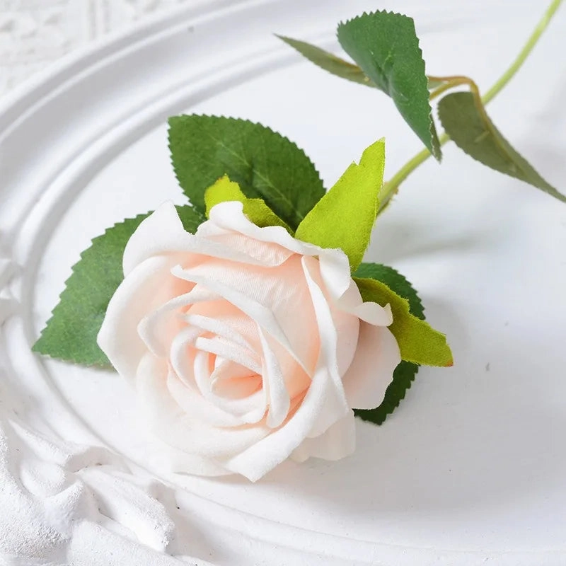 20 Pcs Artificial Velvet Silk Rose Bouquet Real Looking Fake Roses Home Wedding Centerpieces Party Decorations
