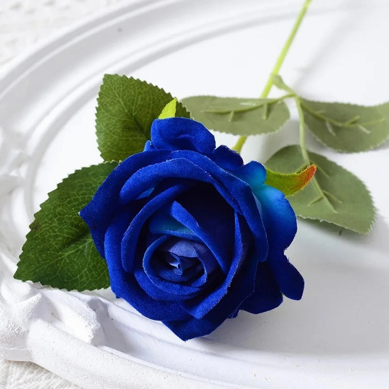 20 Pcs Artificial Velvet Silk Rose Bouquet Real Looking Fake Roses Home Wedding Centerpieces Party Decorations