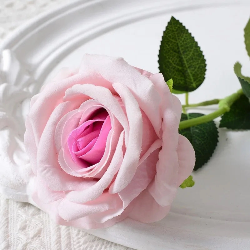 20 Pcs Artificial Velvet Silk Rose Bouquet Real Looking Fake Roses Home Wedding Centerpieces Party Decorations