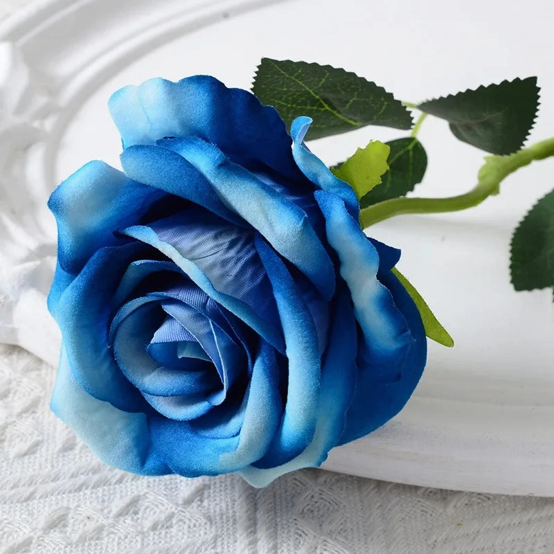 20 Pcs Artificial Velvet Silk Rose Bouquet Real Looking Fake Roses Home Wedding Centerpieces Party Decorations
