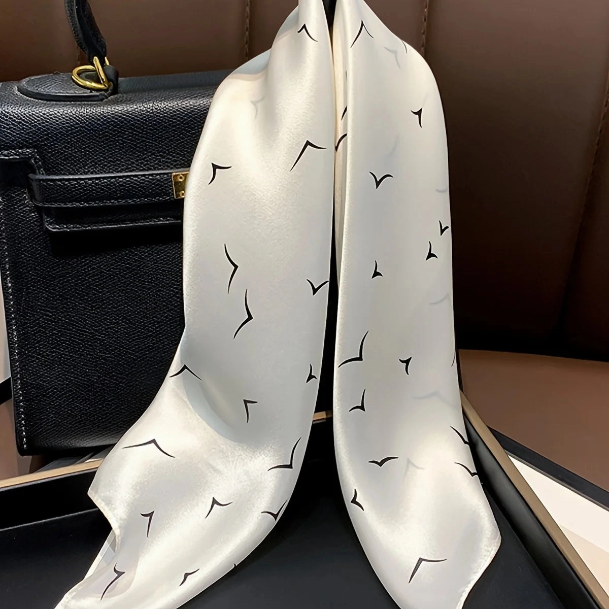 27.5" Simple Seagull Printed Square Scarf Stylish Sunscreen Shawl for Women