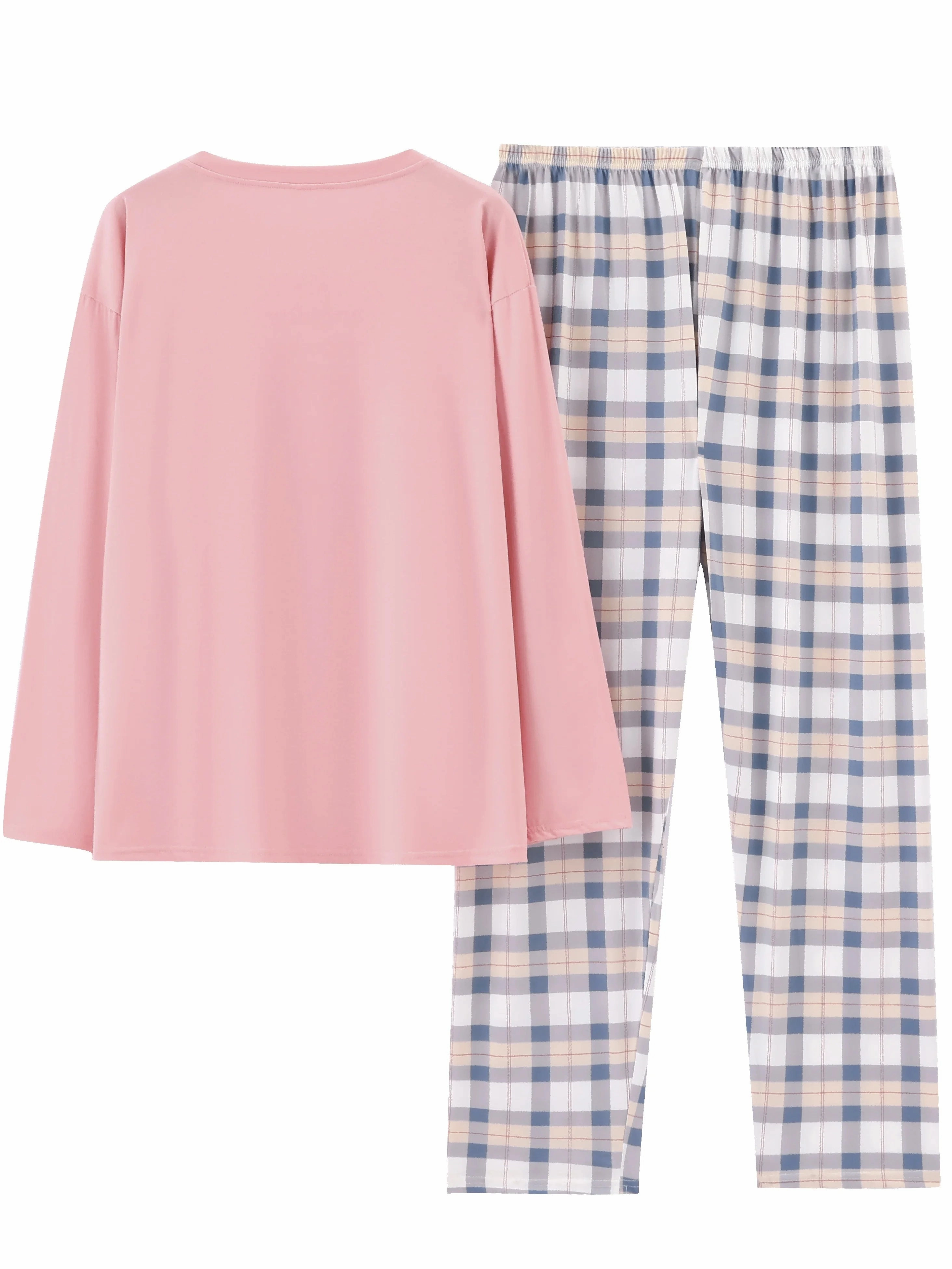 2-Piece Spring and Autumn Pajamas Set for Women Long Sleeve Casual Sleepwear Loungewear Pijama Set