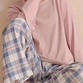 2-Piece Spring and Autumn Pajamas Set for Women Long Sleeve Casual Sleepwear Loungewear Pijama Set