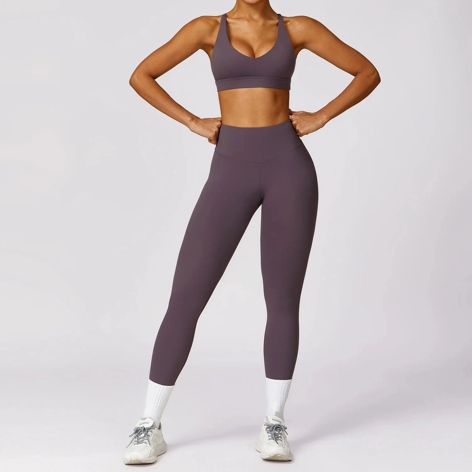 2Pcs Fitness Set Women Breathable Gym Yoga Sportwear Suit