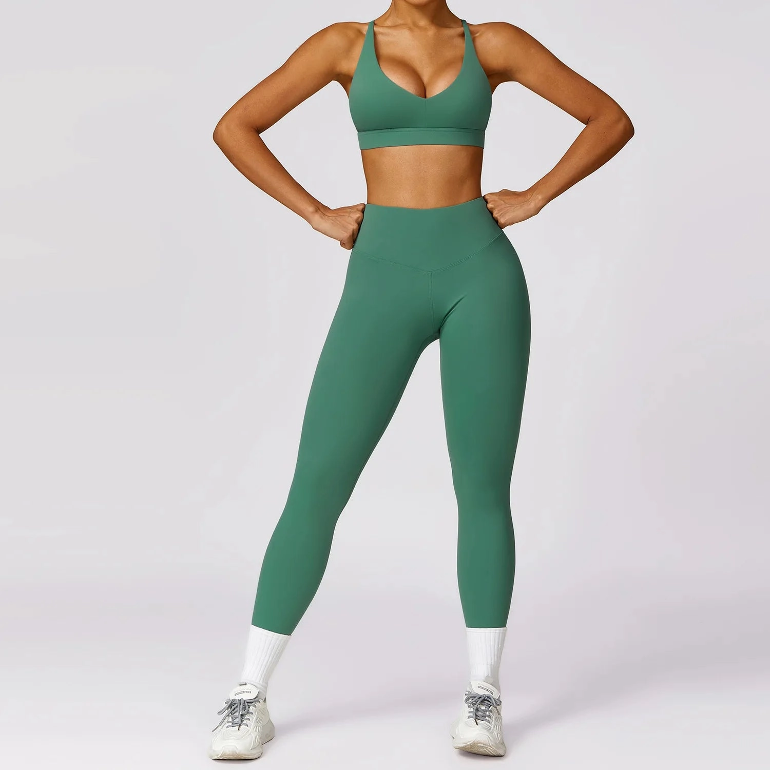 2Pcs Fitness Set Women Breathable Gym Yoga Sportwear Suit