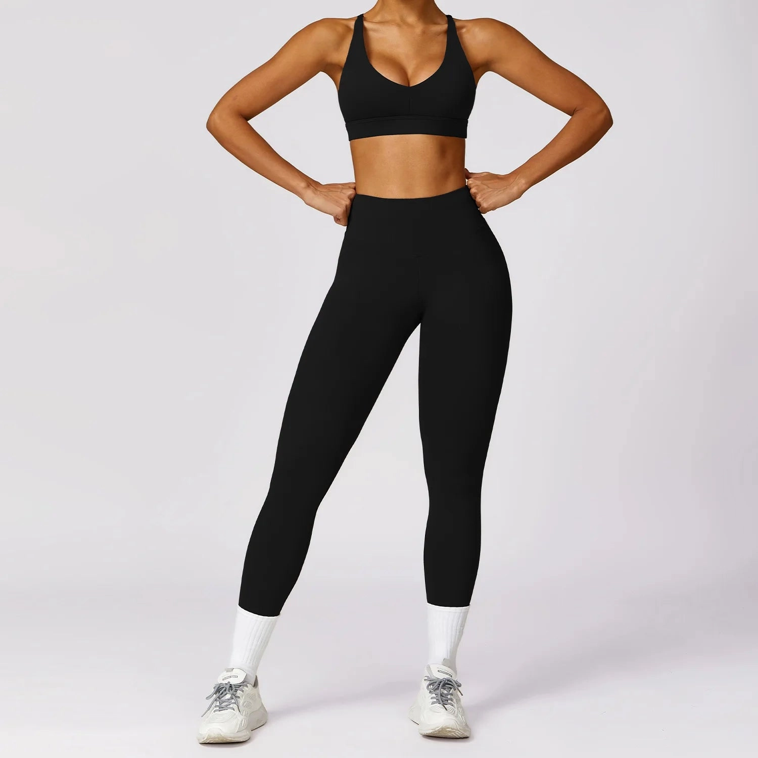 2Pcs Fitness Set Women Breathable Gym Yoga Sportwear Suit