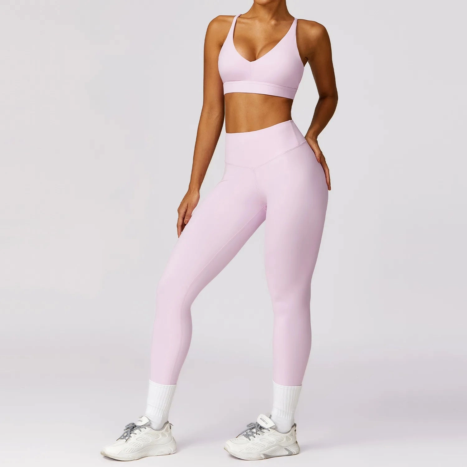 2Pcs Fitness Set Women Breathable Gym Yoga Sportwear Suit