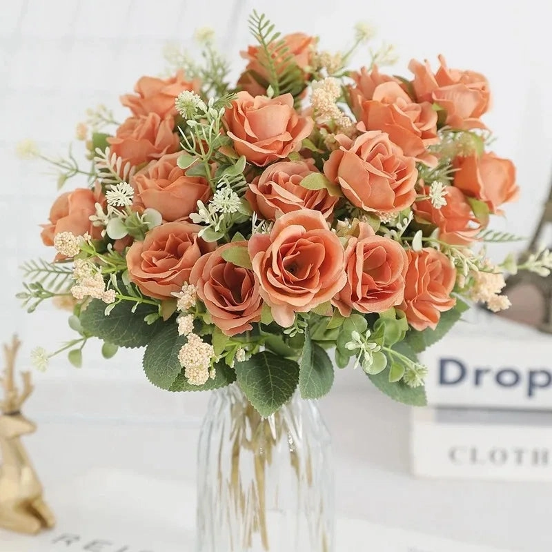 30cm Rose White Silk Bouquet Peony with 5 Big Heads