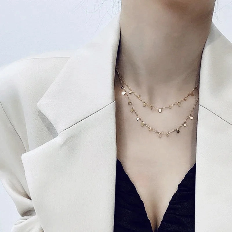 316L Simple Stainless Steel Round Small Necklace for Women