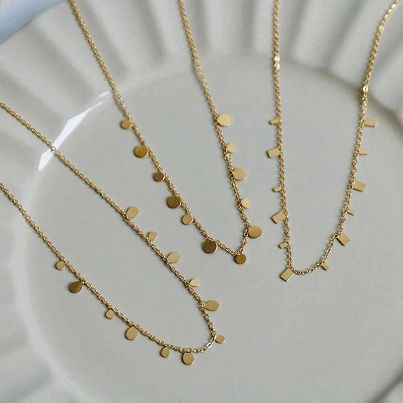 316L Simple Stainless Steel Round Small Necklace for Women