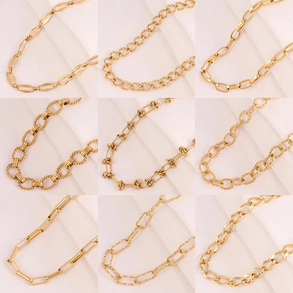 316L Stainless Steel Gold Color Thick Chain Choker Necklace