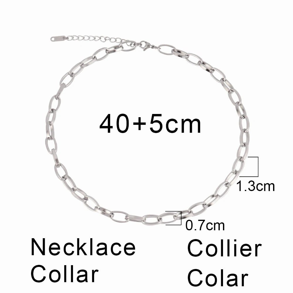 316L Stainless Steel Gold Color Thick Chain Choker Necklace