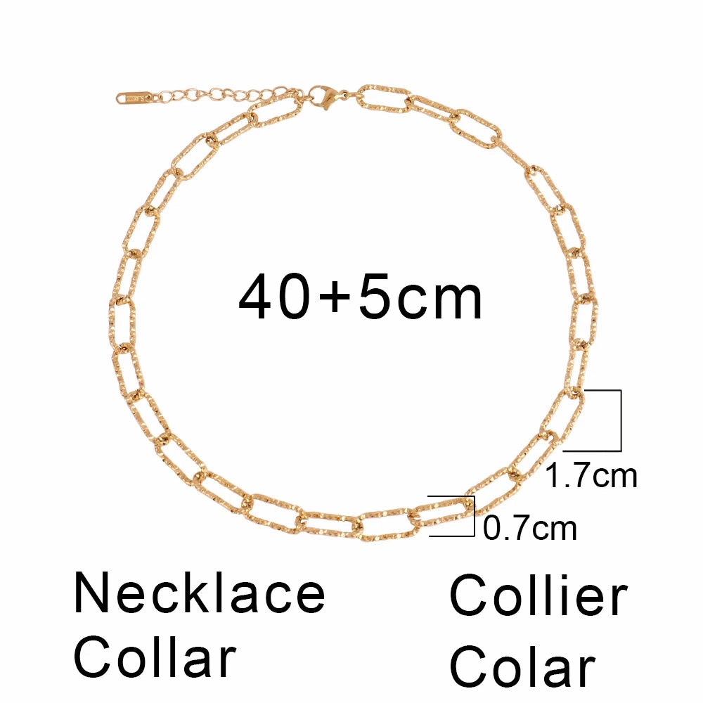 316L Stainless Steel Gold Color Thick Chain Choker Necklace