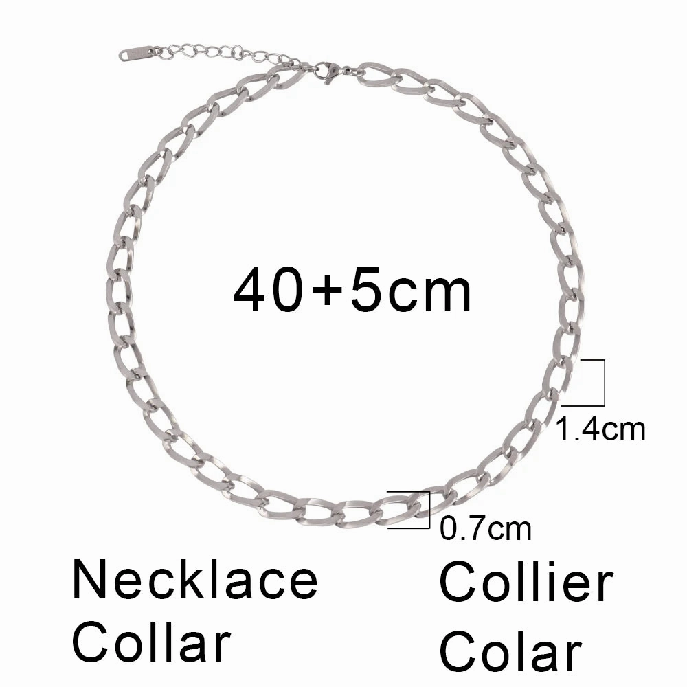 316L Stainless Steel Gold Color Thick Chain Choker Necklace