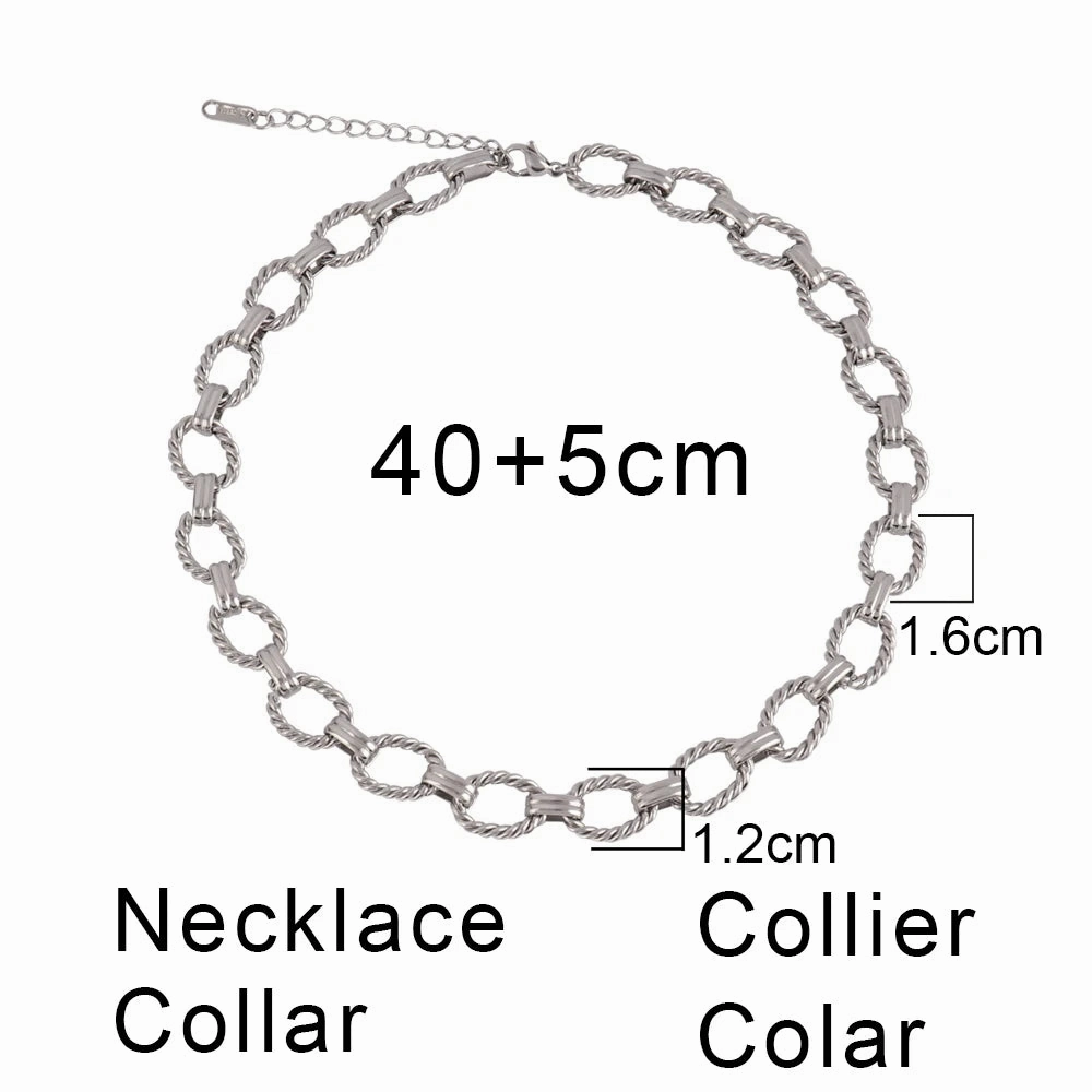 316L Stainless Steel Gold Color Thick Chain Choker Necklace