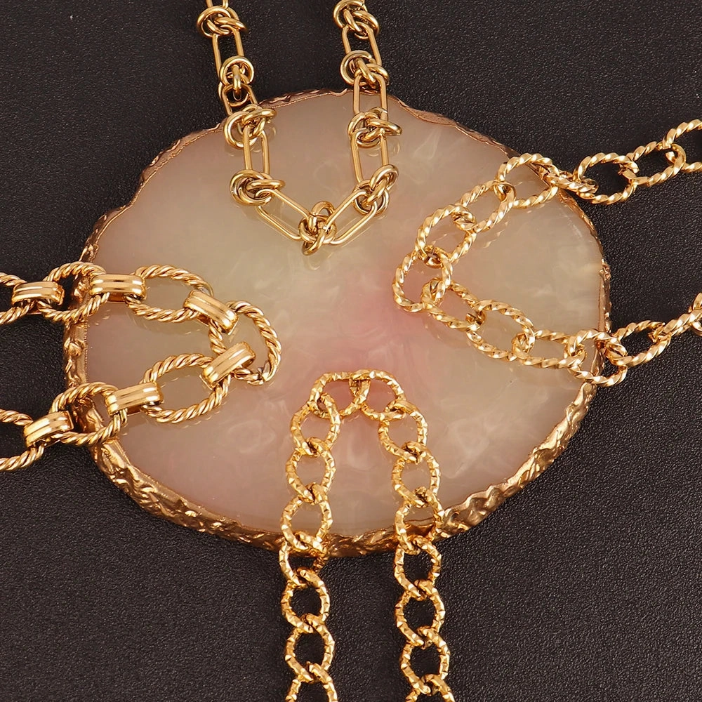 316L Stainless Steel Gold Color Thick Chain Choker Necklace