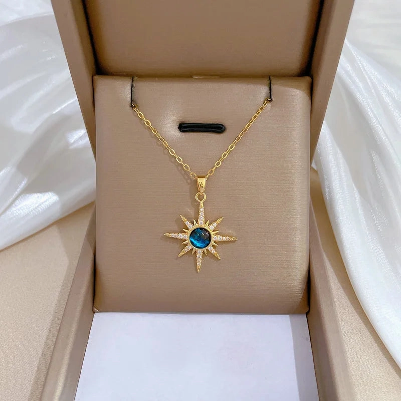 316L Stainless Steel Sun Pendant Necklace For Women Fashionable Jewelry Gift