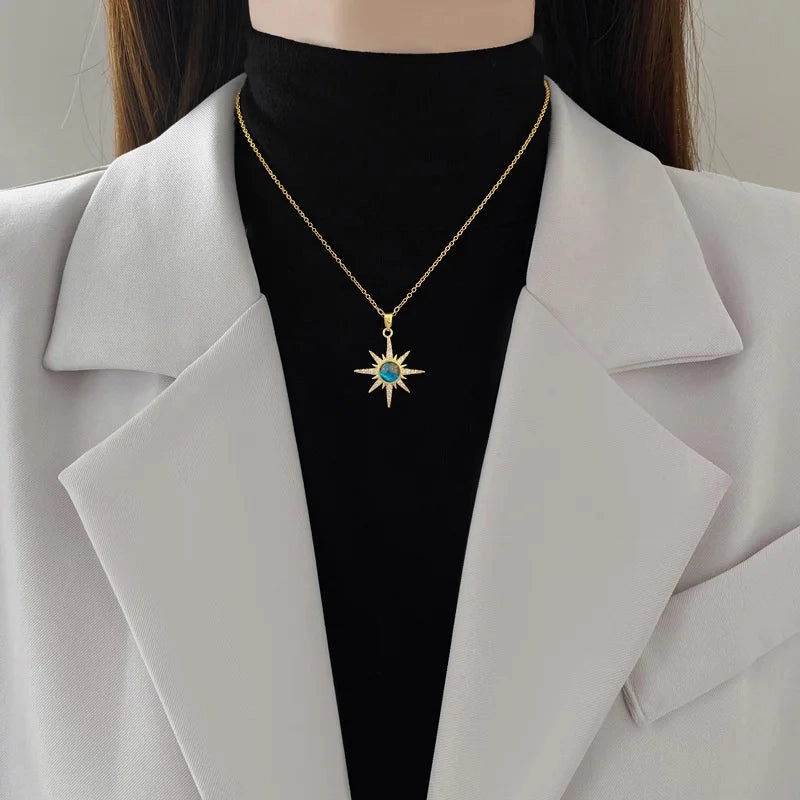 316L Stainless Steel Sun Pendant Necklace For Women Fashionable Jewelry Gift