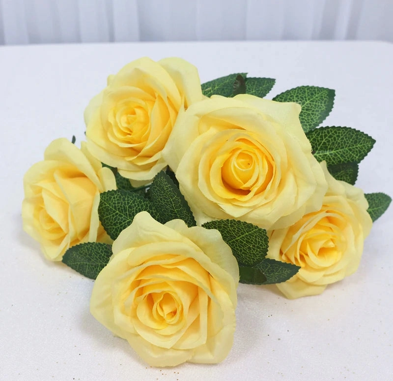 34cm Rose Silk Artificial Flowers Small Bouquet 5 Head Fake Flower Wedding Decoration Indoor DIY Supplies