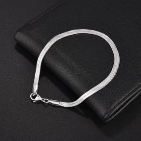 3/4/5MM Stainless Steel Snake Chain Bracelet Classic Gold Charm