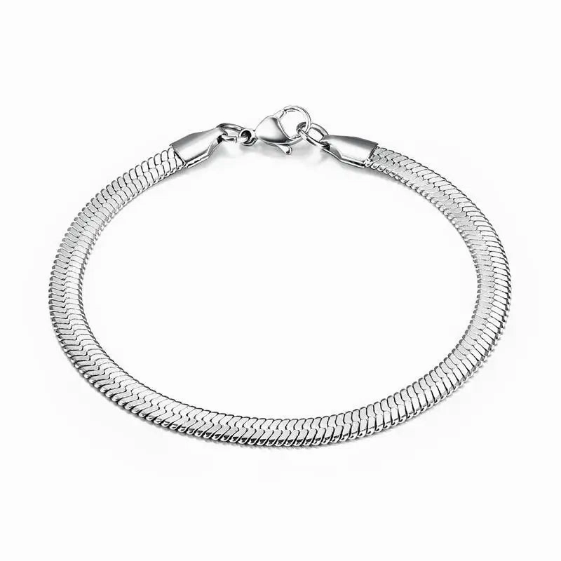 3/4/5MM Stainless Steel Snake Chain Bracelet Classic Gold Charm