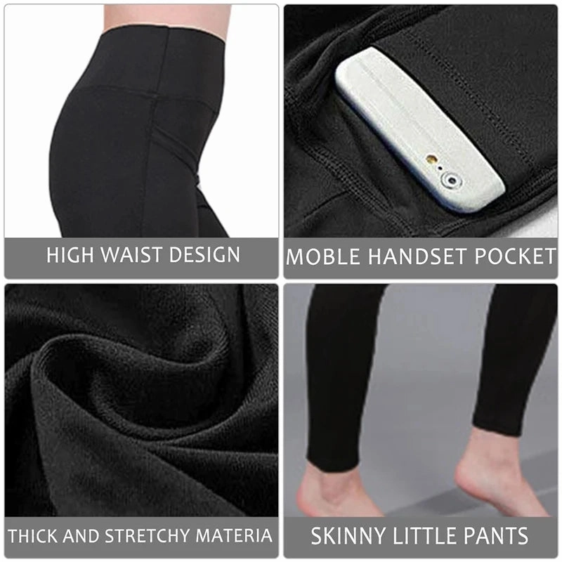 3/4 Sport Pants Women Pockets High Waist Capris Leggings