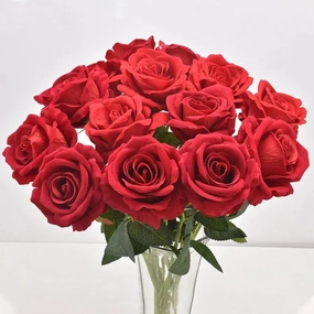 3/5/10/20pcs Roses Artificial Flowers Real Touch Red Roses Decor