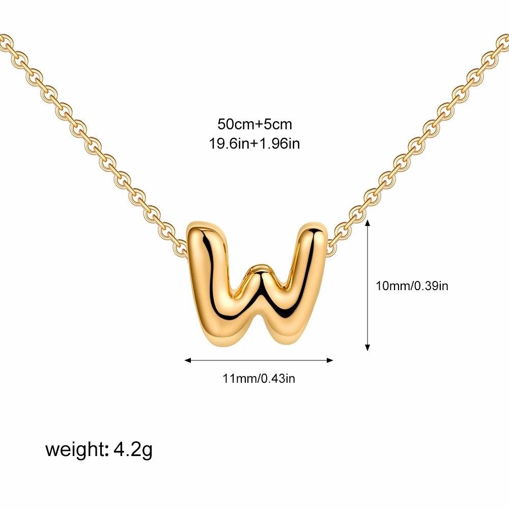 3D Bubble Initial A-Z Alphabet Mini Necklace Gold Plated