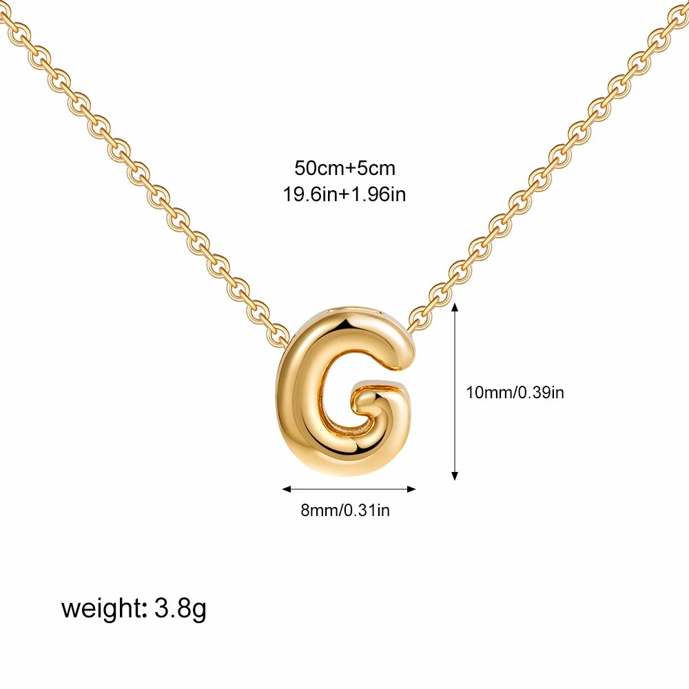 3D Bubble Initial A-Z Alphabet Mini Necklace Gold Plated