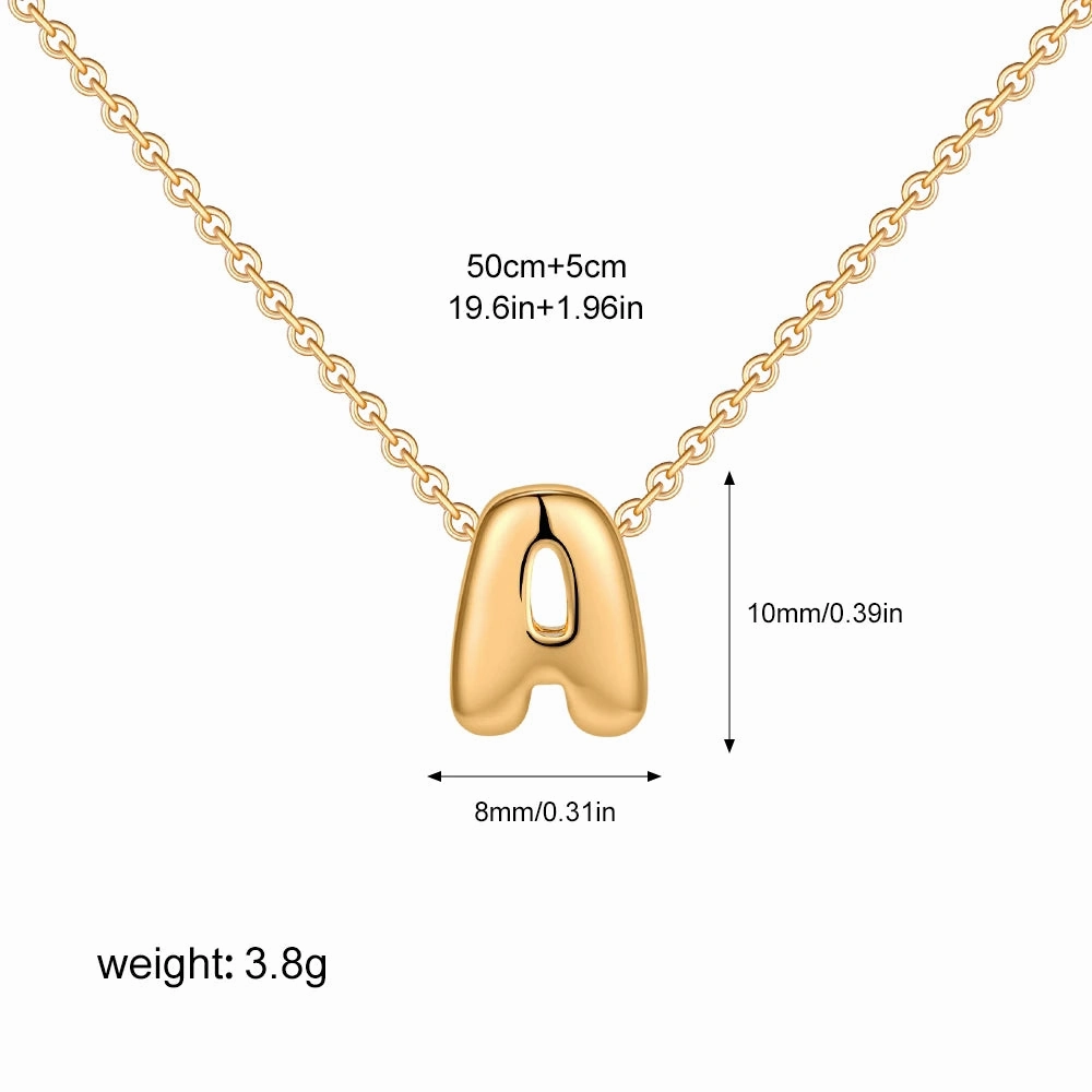 3D Bubble Initial A-Z Alphabet Mini Necklace Gold Plated