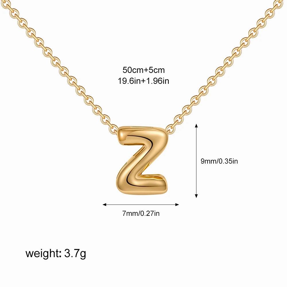 3D Bubble Initial A-Z Alphabet Mini Necklace Gold Plated