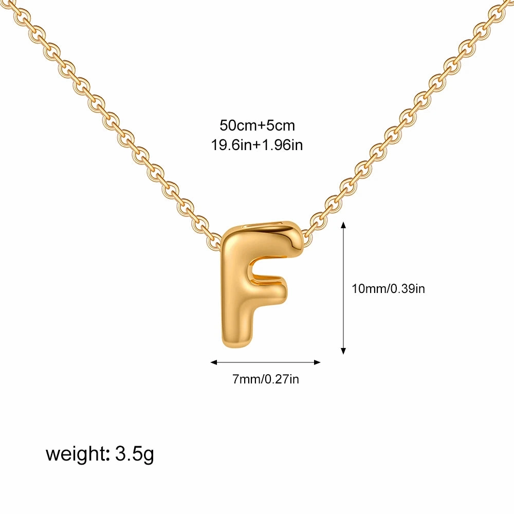 3D Bubble Initial A-Z Alphabet Mini Necklace Gold Plated