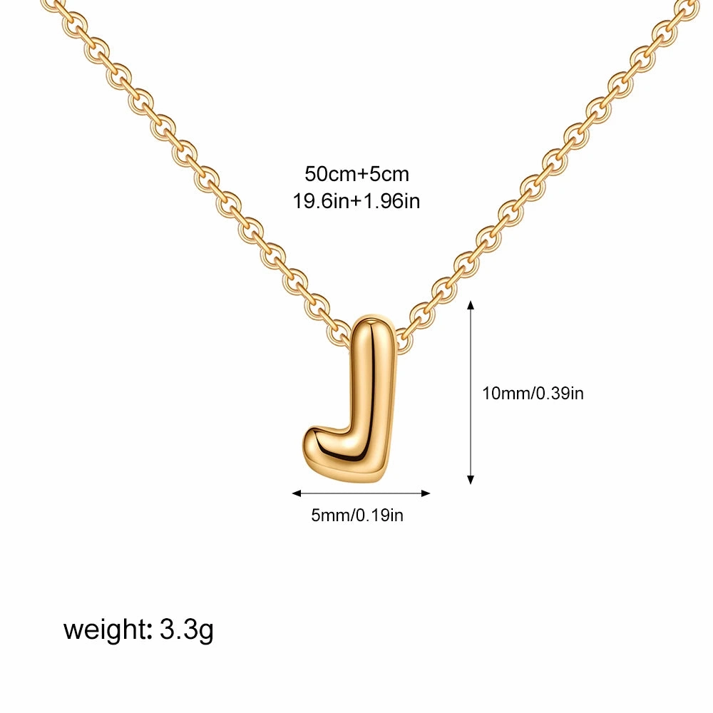 3D Bubble Initial A-Z Alphabet Mini Necklace Gold Plated