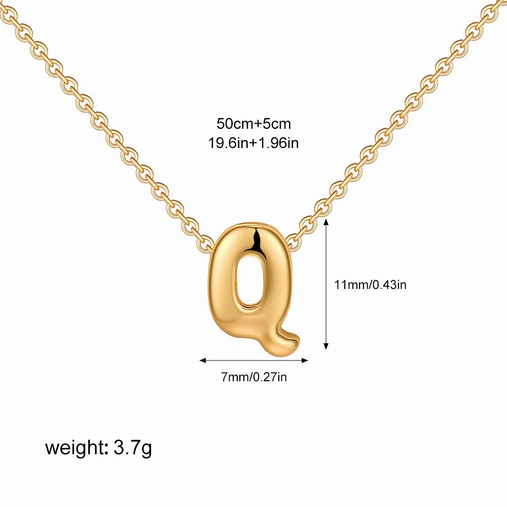3D Bubble Initial A-Z Alphabet Mini Necklace Gold Plated