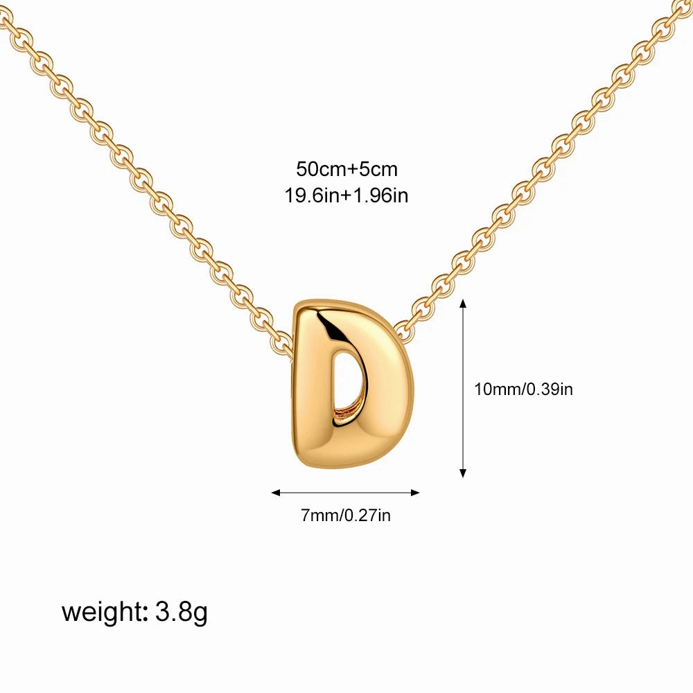 3D Bubble Initial A-Z Alphabet Mini Necklace Gold Plated