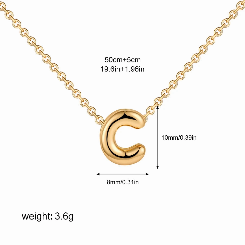 3D Bubble Initial A-Z Alphabet Mini Necklace Gold Plated