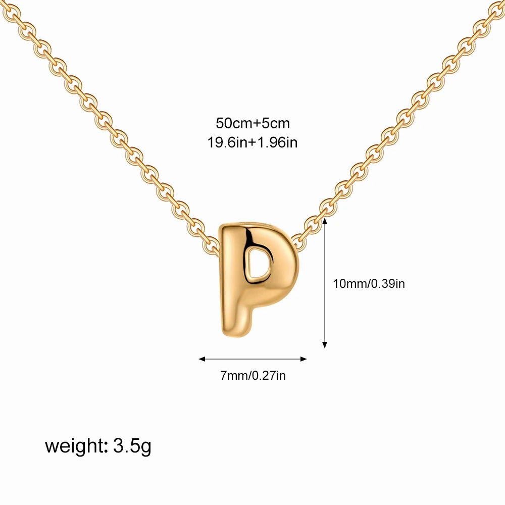 3D Bubble Initial A-Z Alphabet Mini Necklace Gold Plated