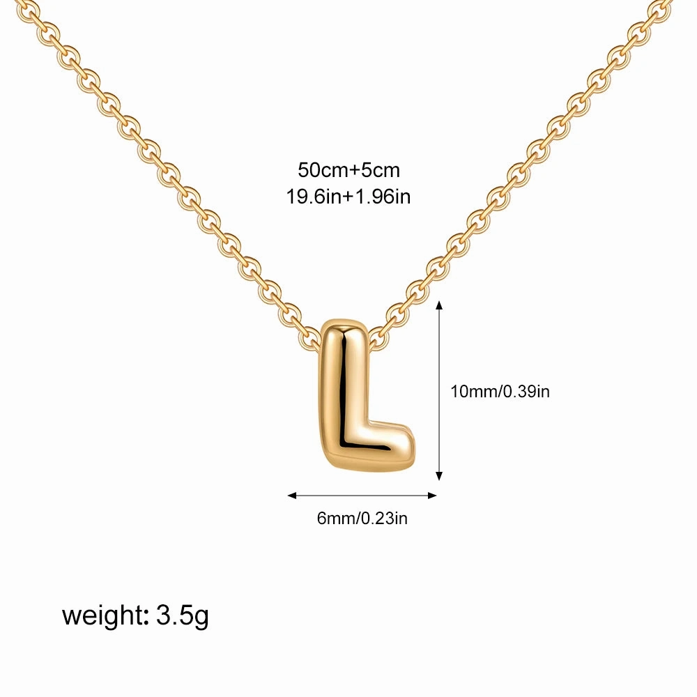 3D Bubble Initial A-Z Alphabet Mini Necklace Gold Plated