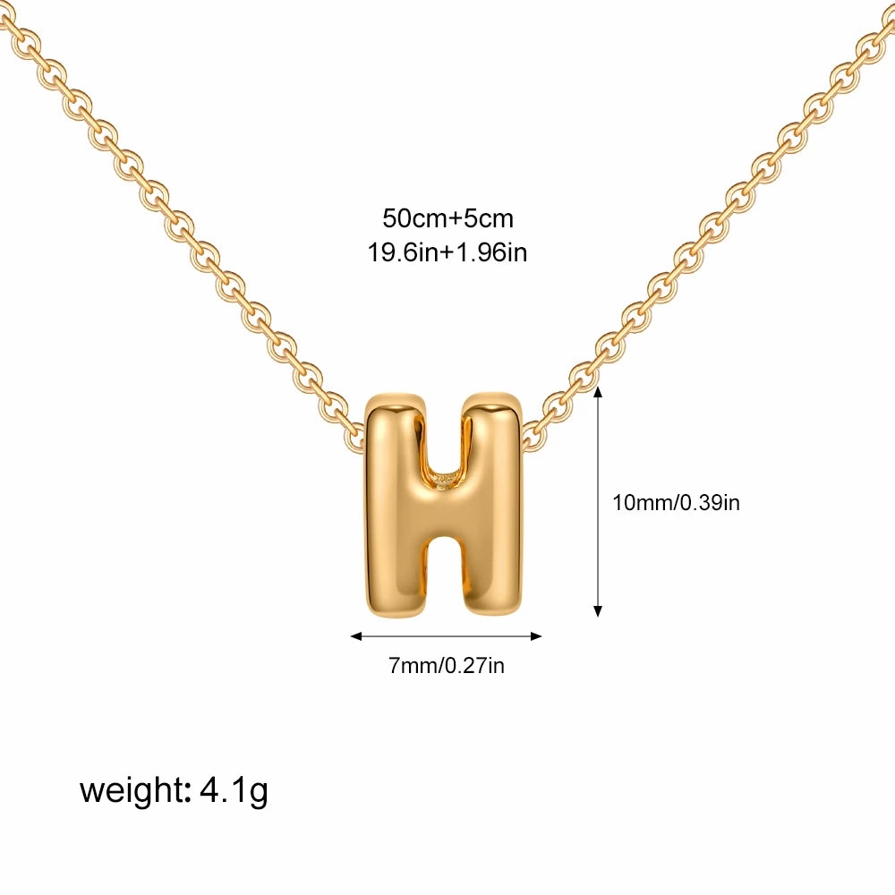 3D Bubble Initial A-Z Alphabet Mini Necklace Gold Plated