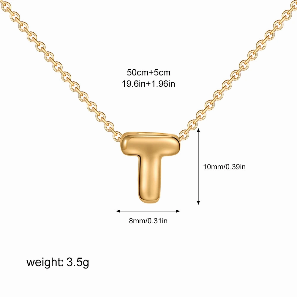 3D Bubble Initial A-Z Alphabet Mini Necklace Gold Plated