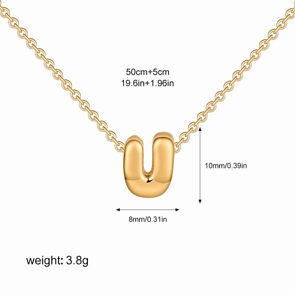 3D Bubble Initial A-Z Alphabet Mini Necklace Gold Plated