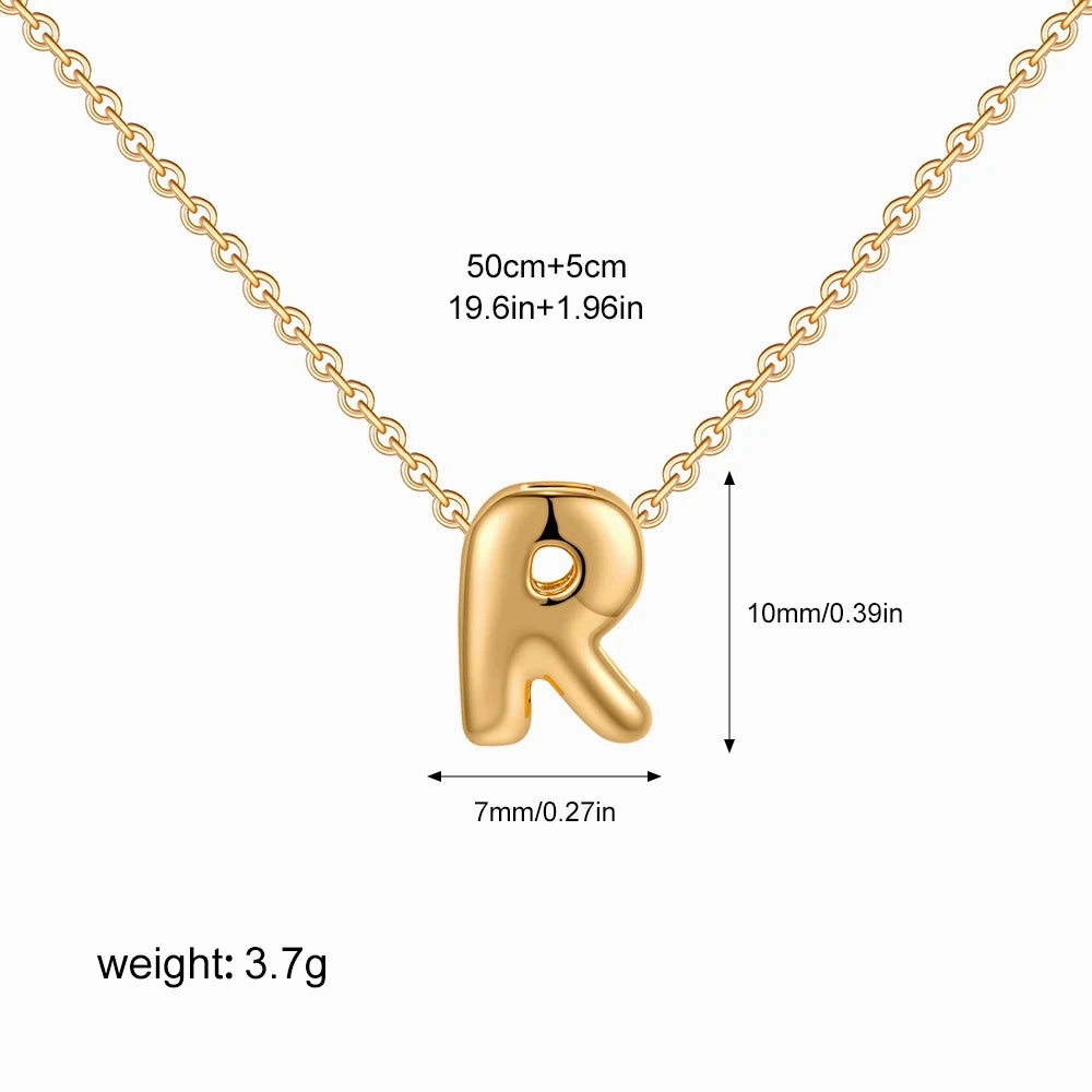 3D Bubble Initial A-Z Alphabet Mini Necklace Gold Plated