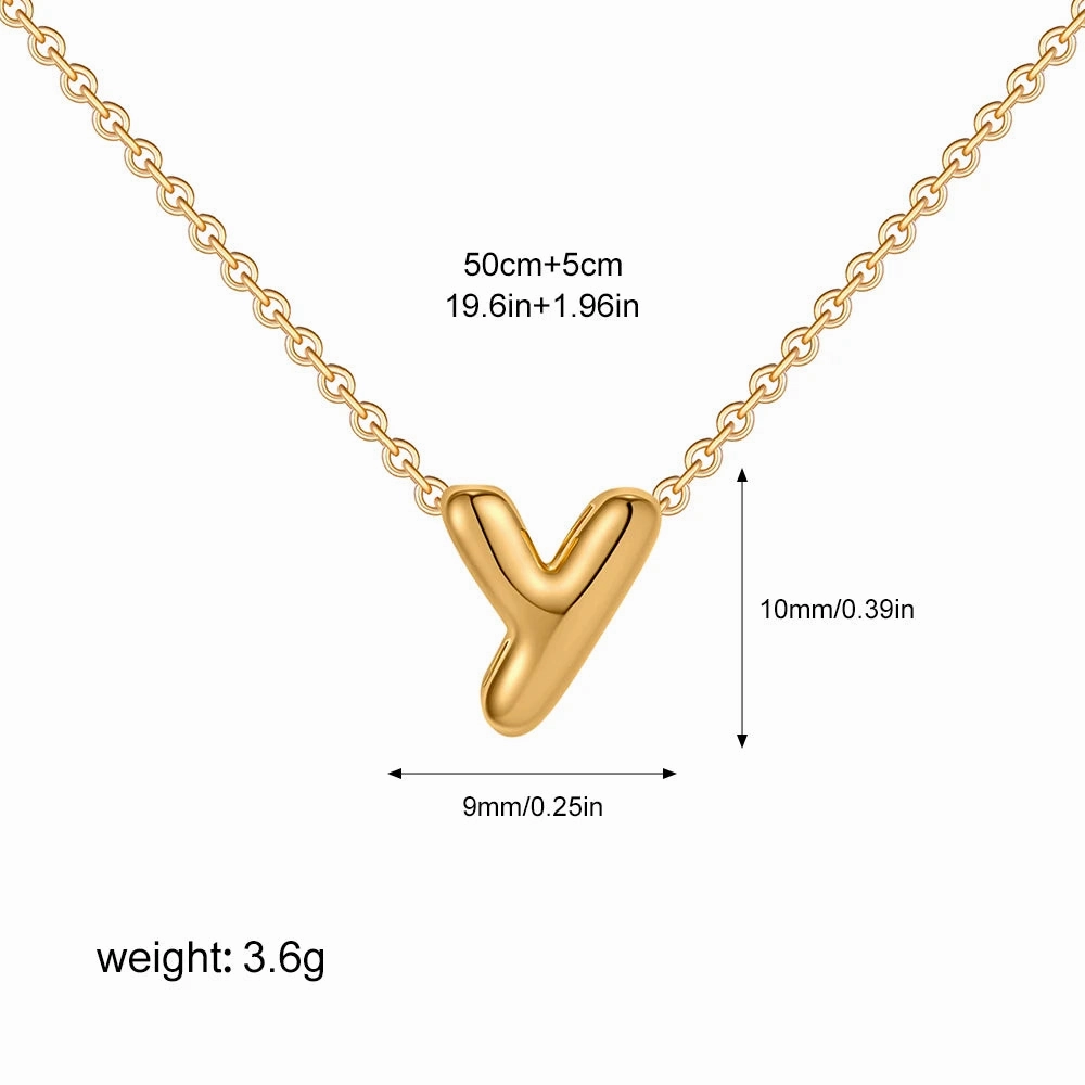 3D Bubble Initial A-Z Alphabet Mini Necklace Gold Plated