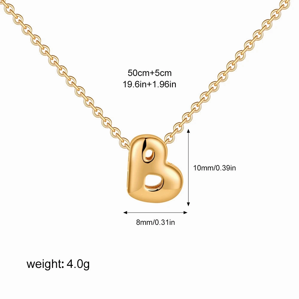 3D Bubble Initial A-Z Alphabet Mini Necklace Gold Plated