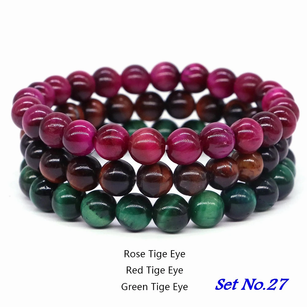 3pcs Set Couples Distance Bracelet Natural Stone Healing Jewelry