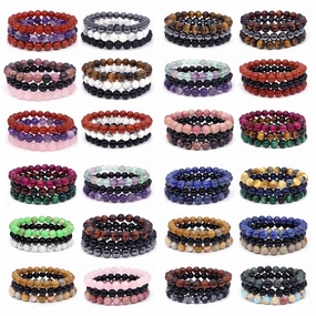 3pcs Set Couples Distance Bracelet Natural Stone Healing Jewelry