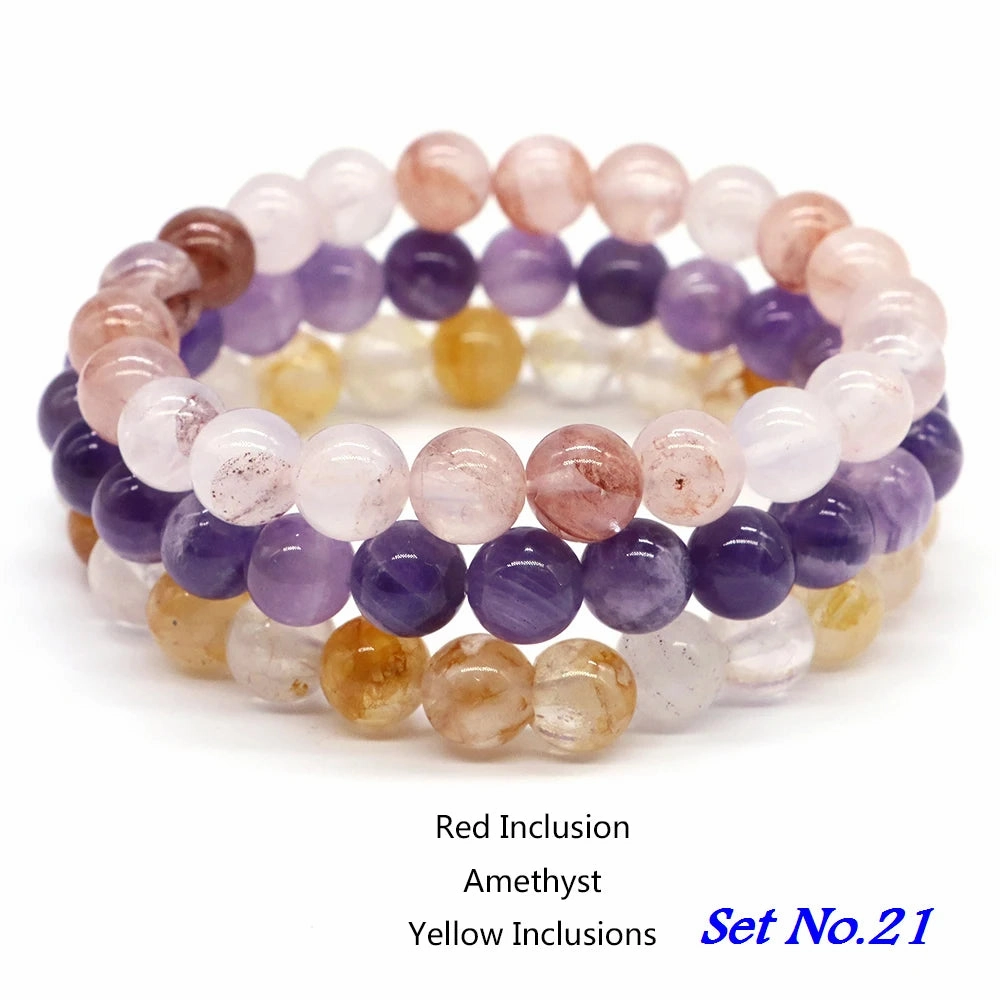 3pcs Set Couples Distance Bracelet Natural Stone Healing Jewelry