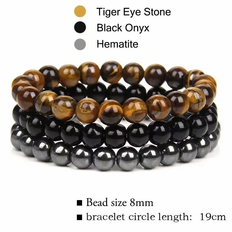 3pcs Set Couples Distance Bracelet Natural Stone Healing Jewelry